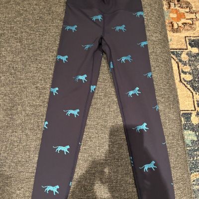 Noli Black Women Leggings with Tiger Foil Blue Print Size X-Small